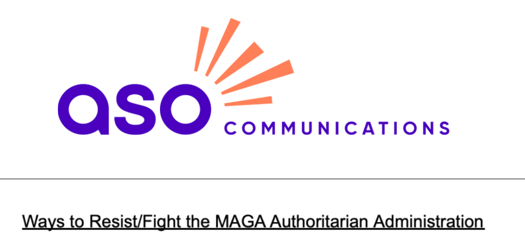 aso communications. Ways to Resist/Fight the MAGA Authoritarian Administration