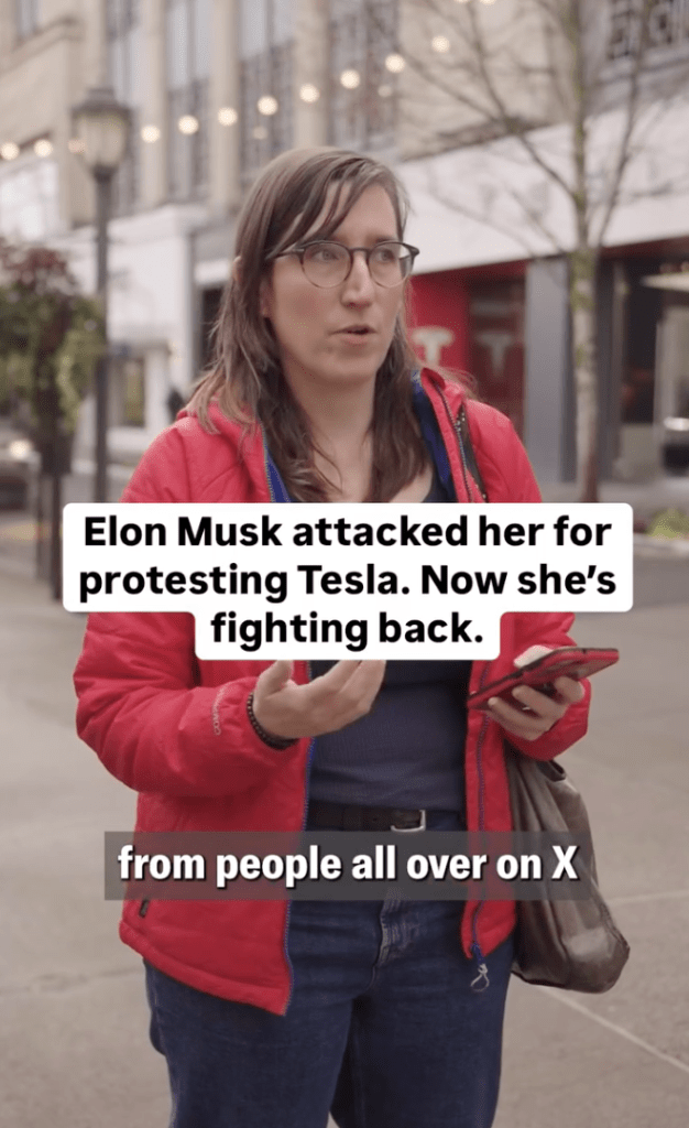 Elon Musk attacked her for protesting Tesla. Now she's fighting back