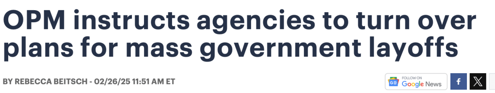 The Hill
OPM instructs agencies to turn over plans for mass government layoffs
By Rebecca Beitsch - 02/26/25 11:51 AM ET