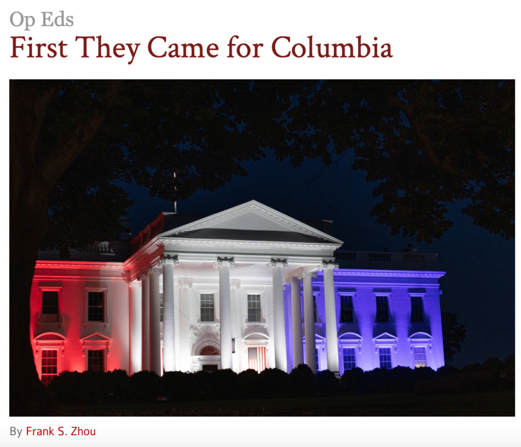 The Harvard Crimson, Op Eds, First They Came for Columbia. By Ryan D. Enos and Steven Levitsky, Contributing Opinion Writers, Ryan D. Enos is a professor of Government, Steven Levitsky is the David Rockefeller Professor of Latin American Studies and a professor of Government
