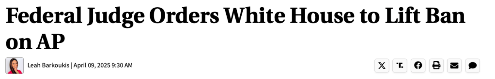 Federal Judge Orders White House to Lift Ban on AP
Leah Barkoukis
Leah Barkoukis |  April 09, 2025 9:30 AM