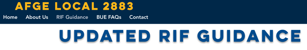 AFGE LOCAL 2883
UPDATED RIF GUIDANCE